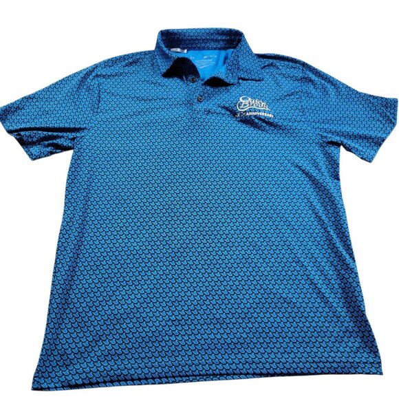 Under Armour Polo Shirt Mens Medium Blue Performance Golf Geometric Playoff FLAW - Picture 1 of 9
